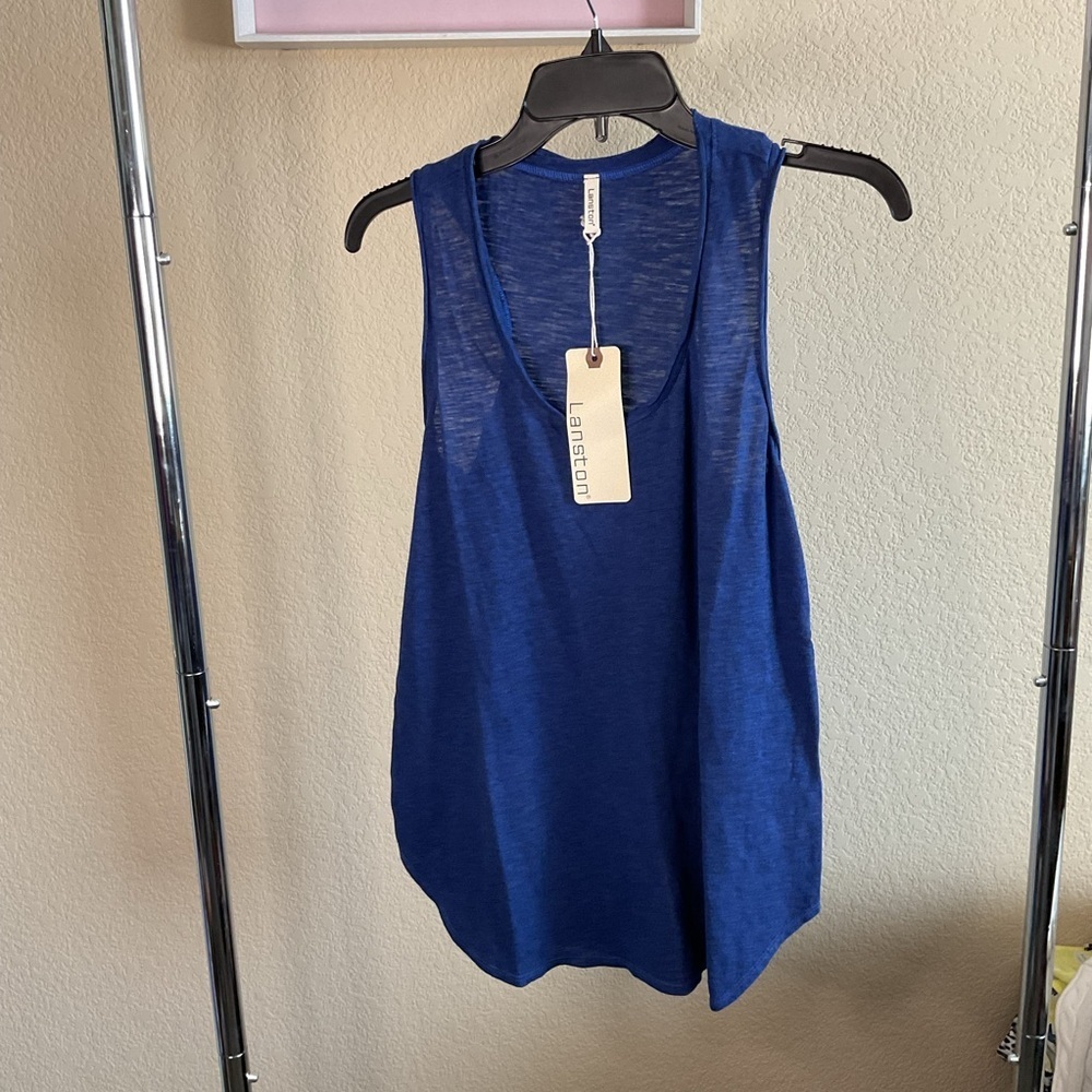 NWT‎ Lanston Womens Loose Flowy Tank Top Size Medium- Blue